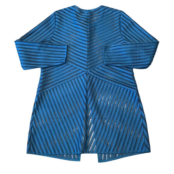 Chico's Women's Travelers Collection Pattern Strip Jacket Mercer Blue Size M/8 - Picture 4 of 11